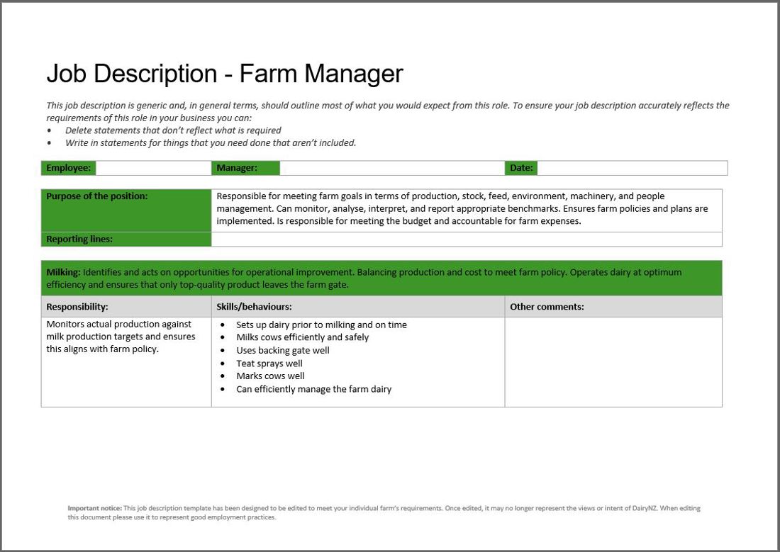 Job Description Template Farm Manager Image