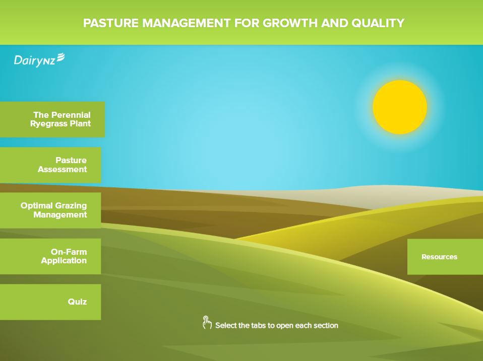 A screen shot from the pasture management Feedright module