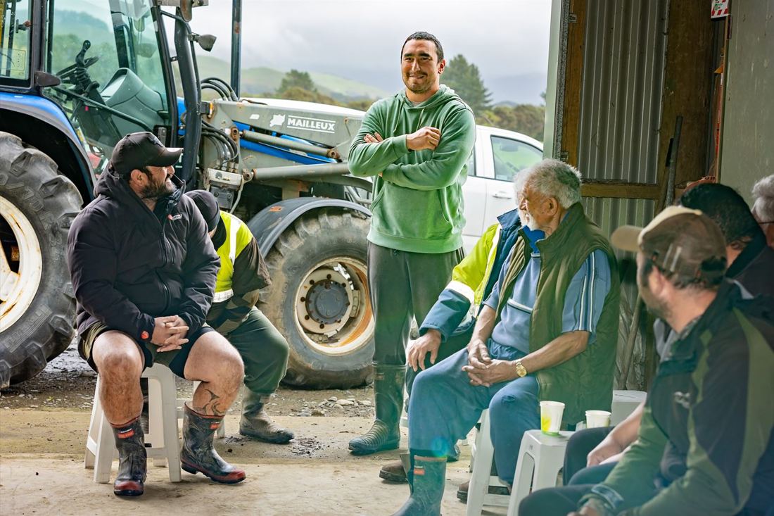 Farm staff at a shed meeting on Orete Farm