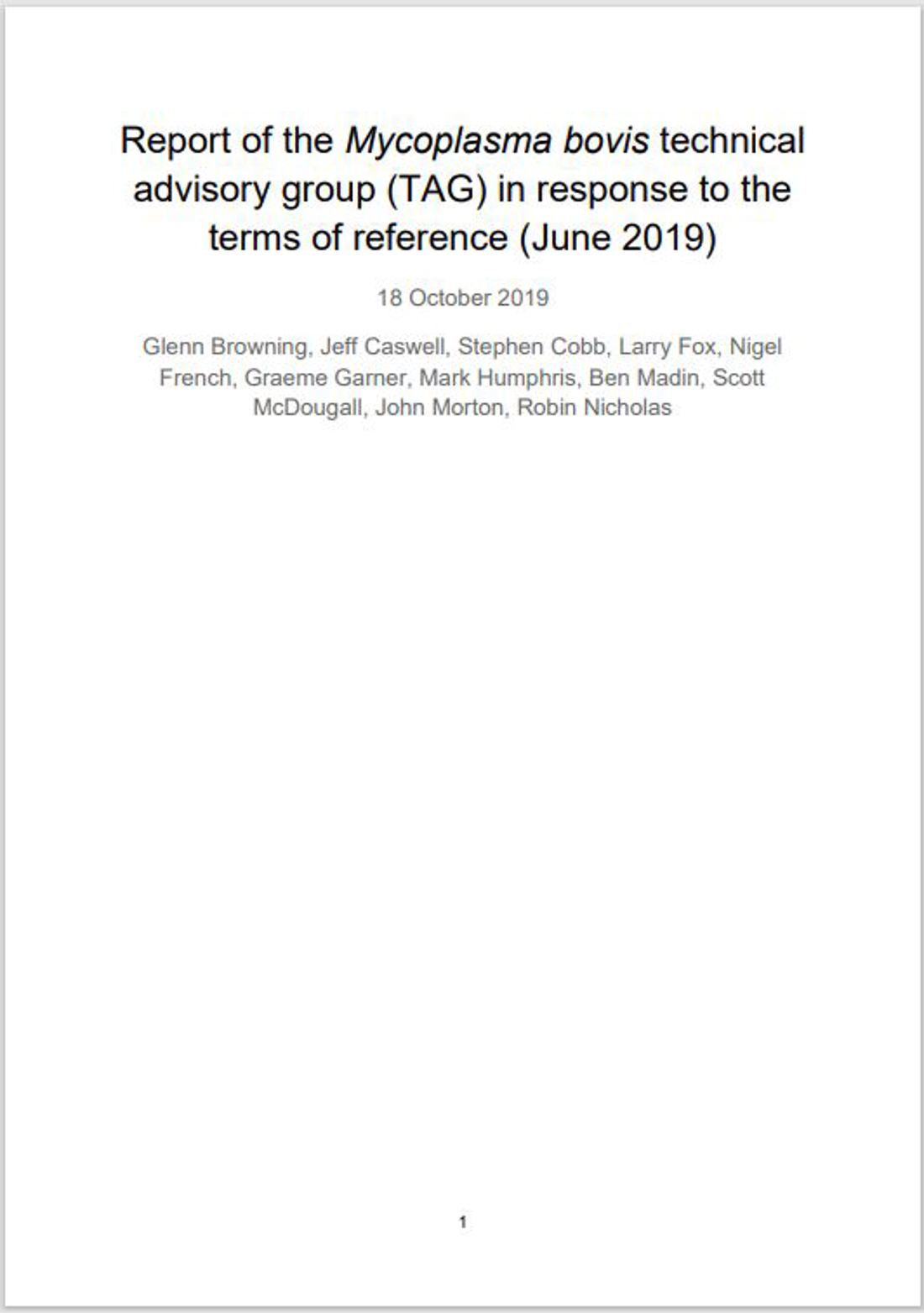 Mbovis Technical Advisory Group Final Report 2019 Image