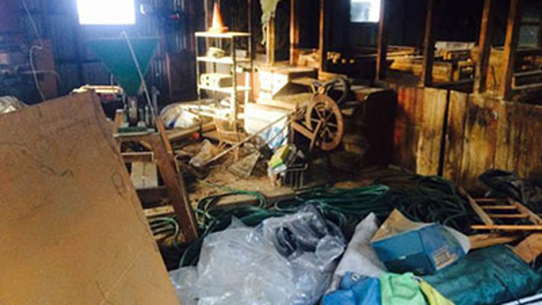 A farm shed before being organised using the Workplace Efficiency Booster