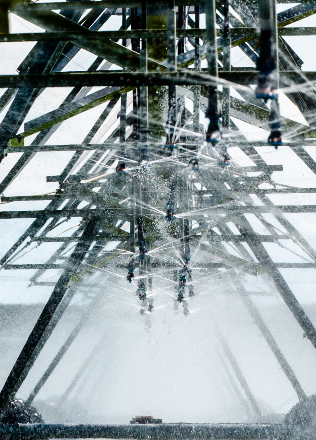 Below shot of water sprinklers