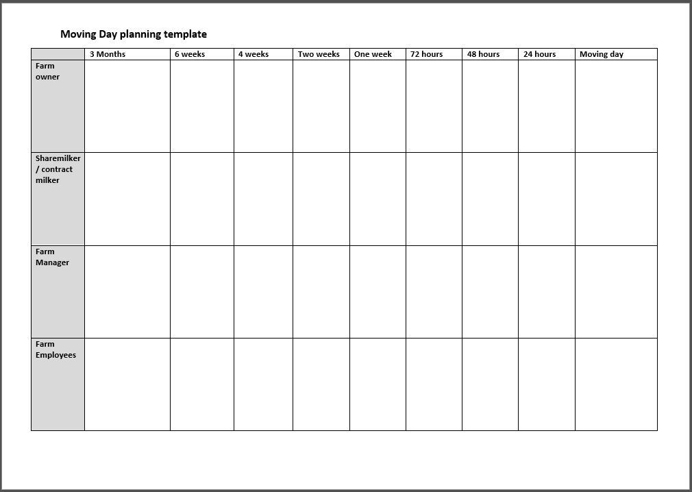 Moving Day Planning Template Image