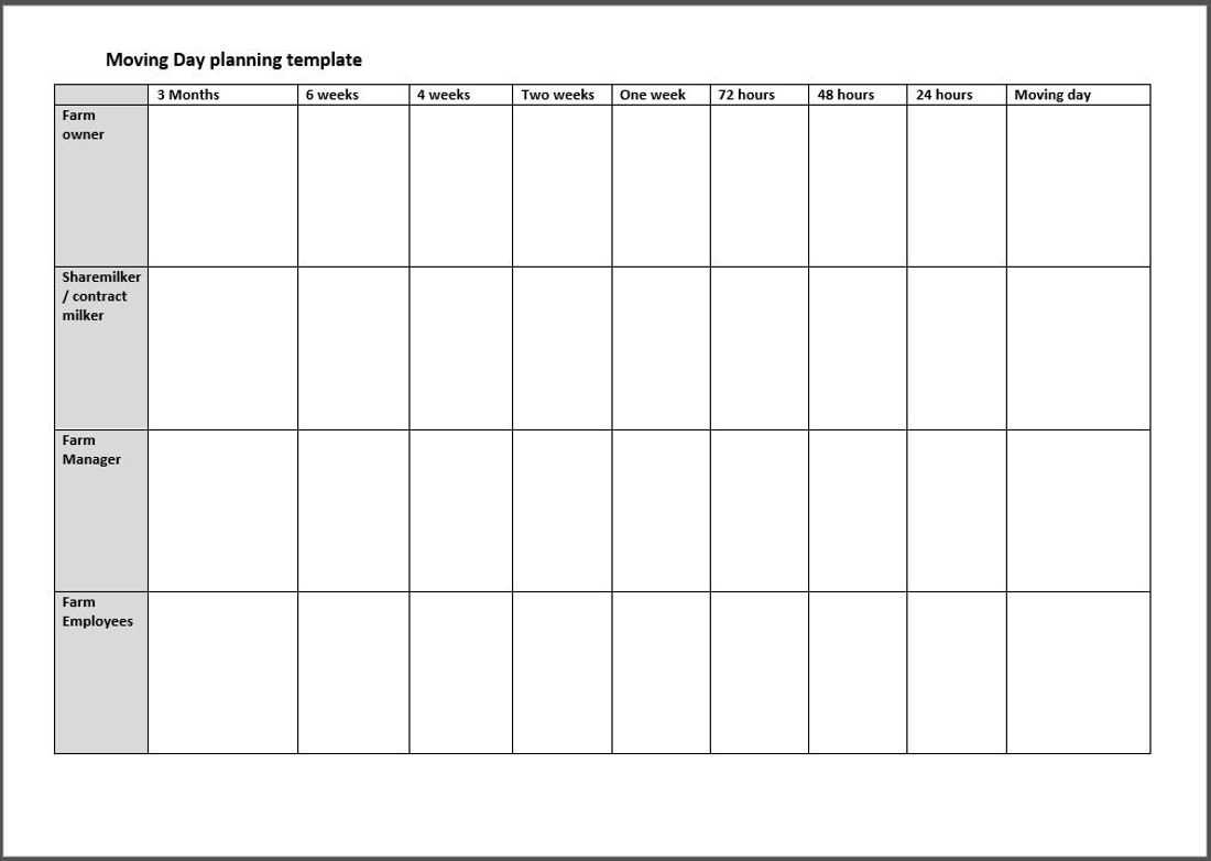 Moving Day Planning Template Image