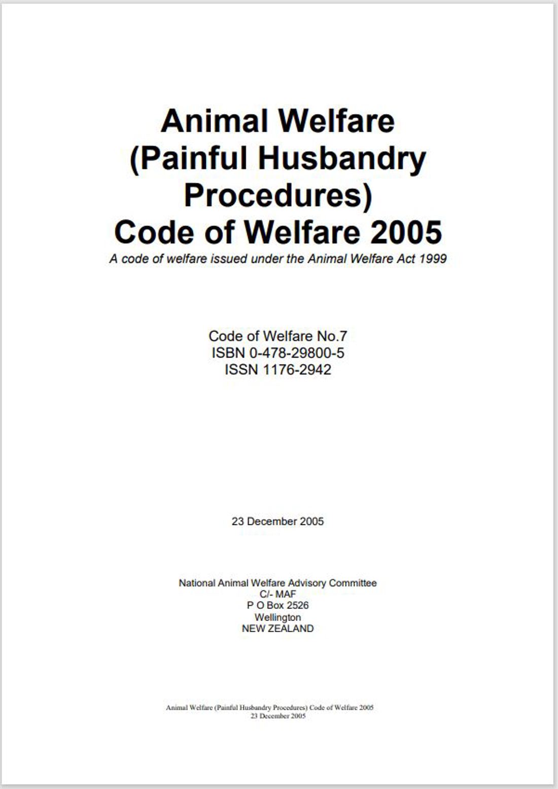 Animal Welfare Painful Husbandry Procedures Code Of Welfare 2005 Image