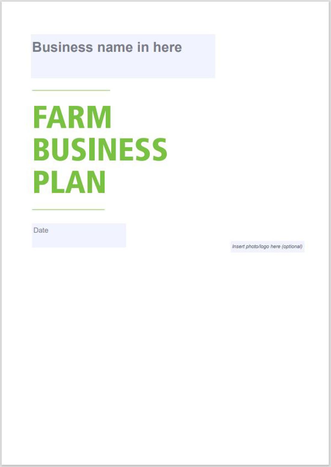 Farm Business Plan Template Pdf Image