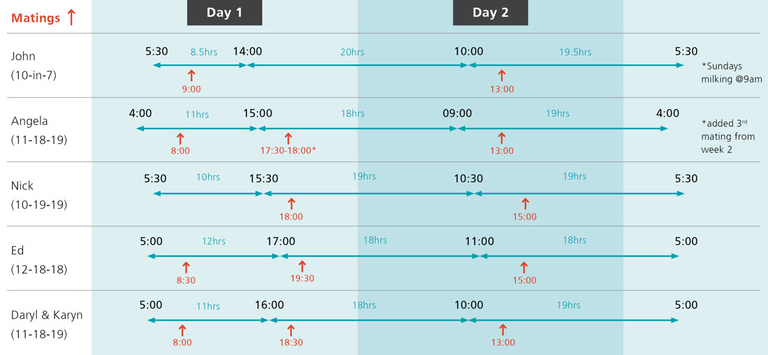 Flexible Milking Timeline Graph Mating John Totty 2022