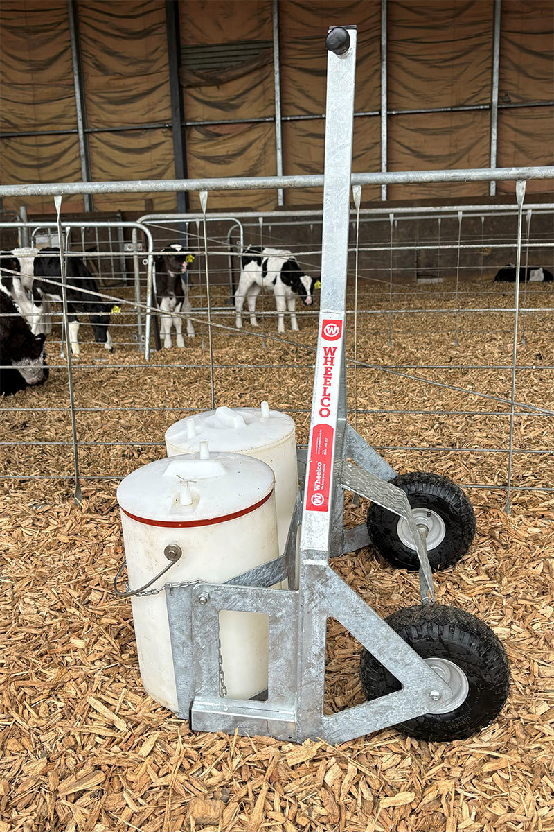 The Wheelco trolley for safe movement of heavy milk buckets