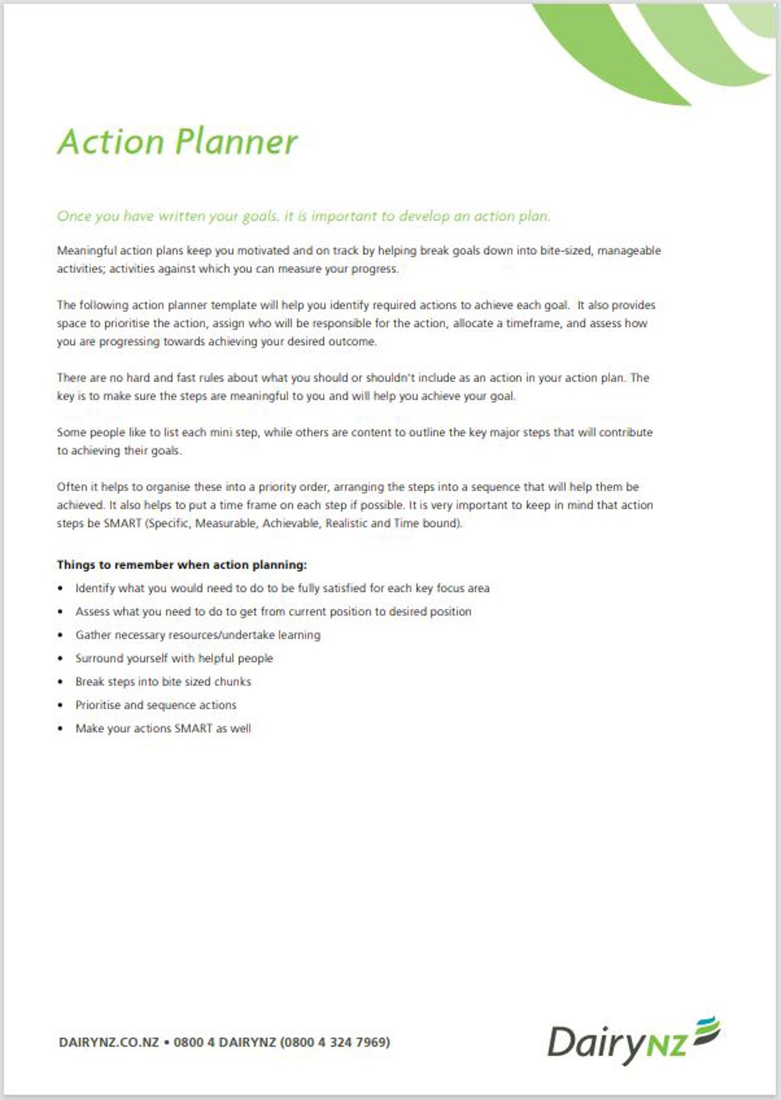 Action Planner And Template Guide Image