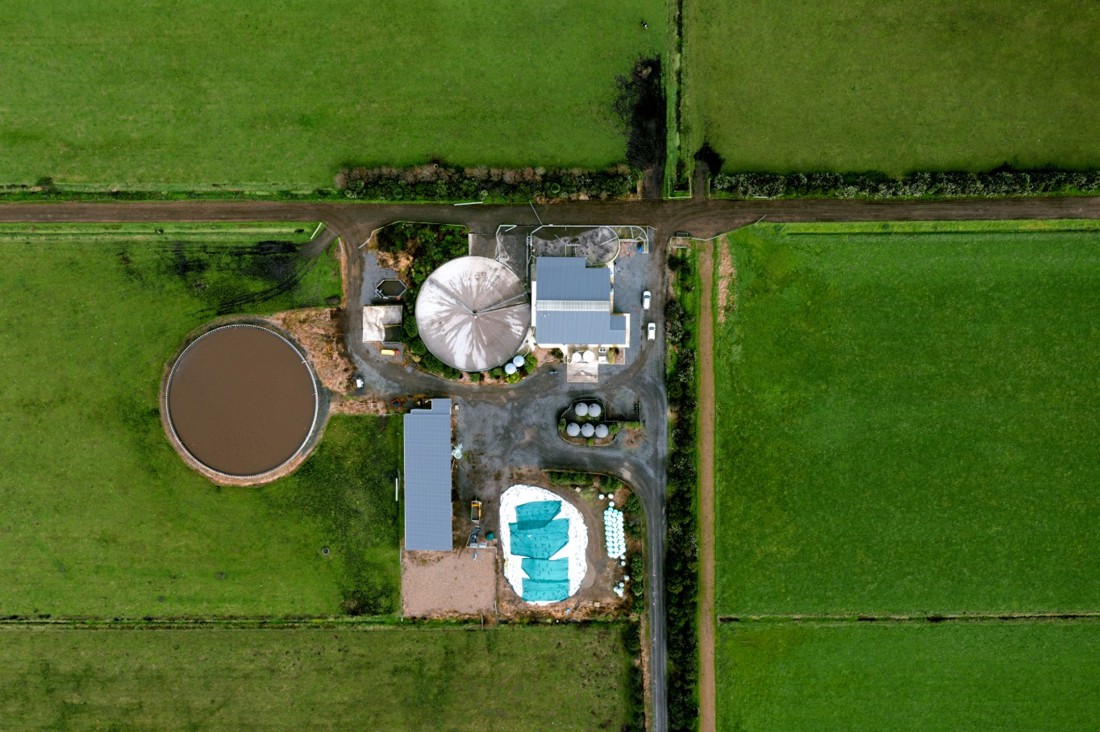 New Zealand farm dairy aerial view