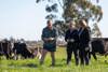 The Bunnik family in a paddock with their dairy cows assessing the pasture