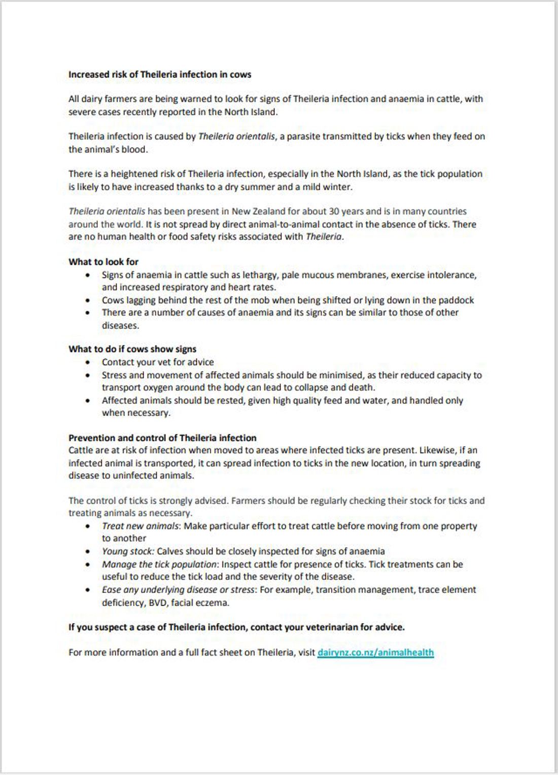 Increased Risk Of Theileria Infection Image