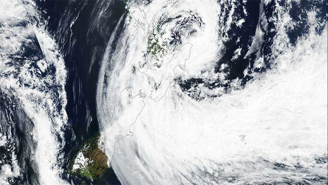 An aerial view of Cyclone Gabrielle.
