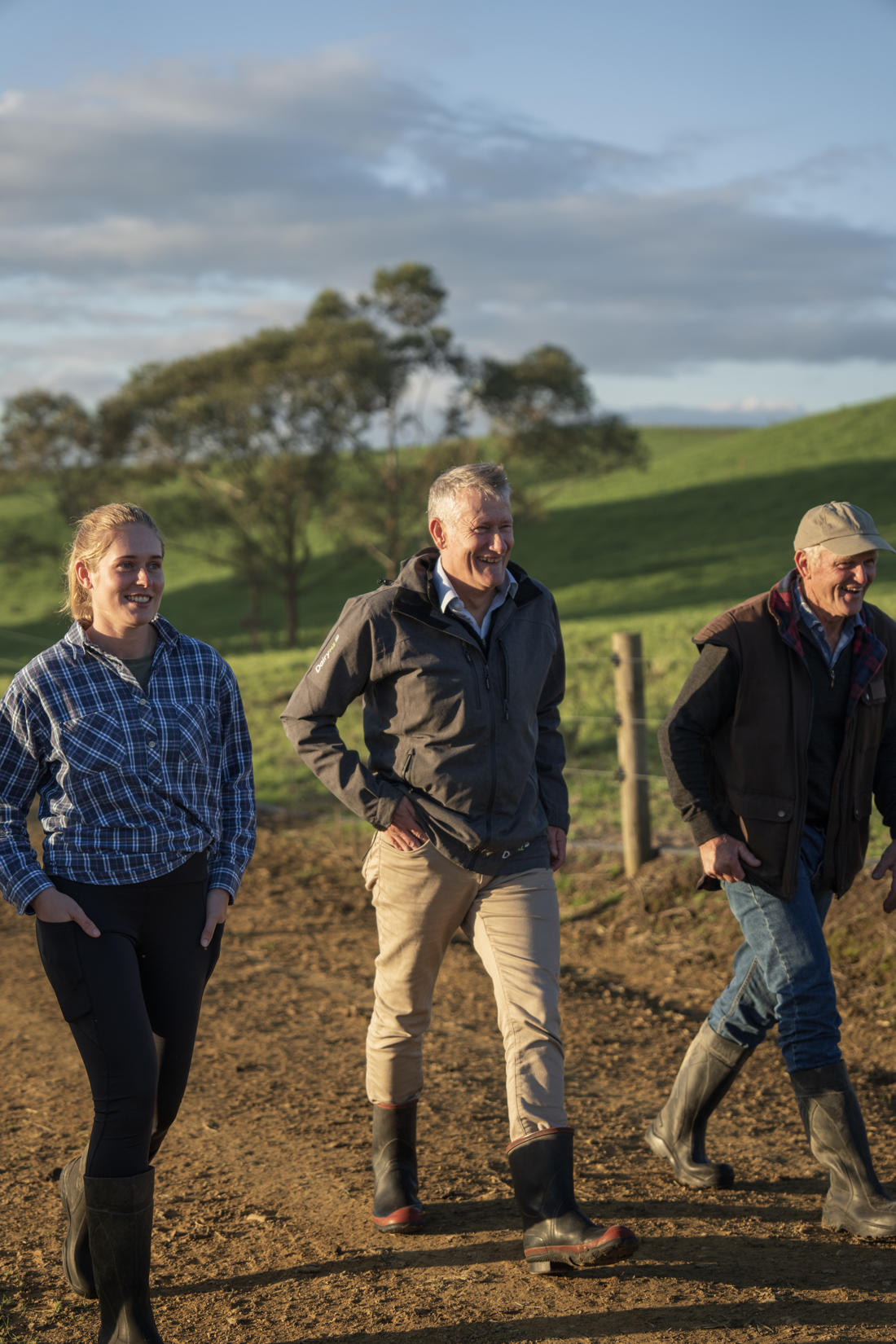 Three people are walking